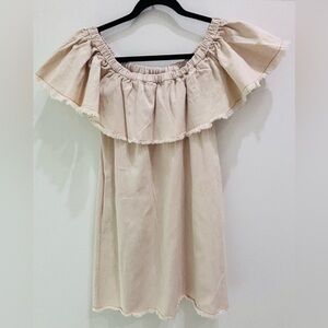 Umgee Cream Denim Off-Shoulder Dress